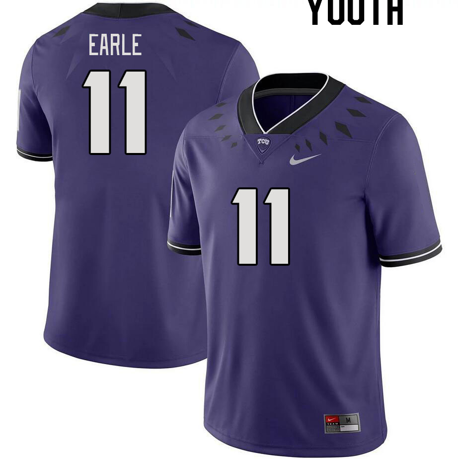 Youth #11 JoJo Earle TCU Horned Frogs 2023 College Footbal Jerseys Stitched-Purple - Click Image to Close